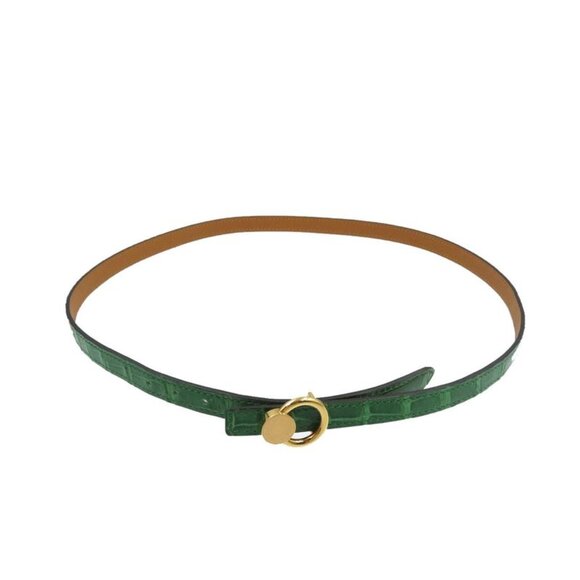 Hermes Serie Engraved Polosus Gold Hardware Green Brown Belt 0131 main image 4